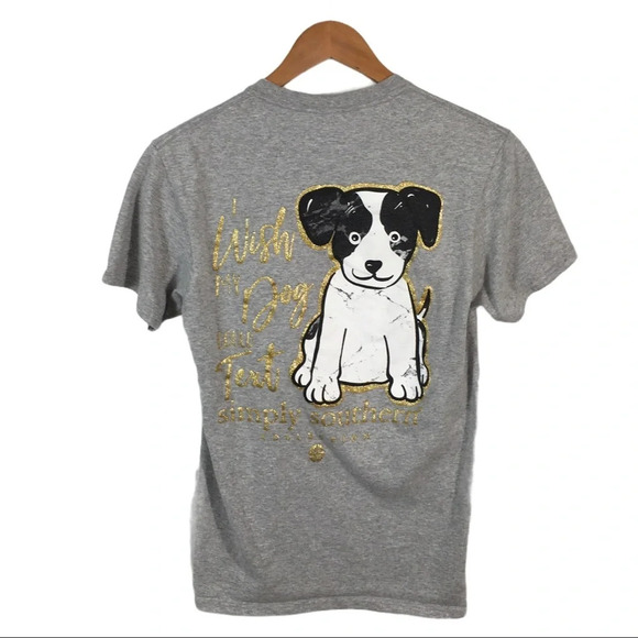 BY194 Simply Southern Wish my Dog Preppy Shirt S - Picture 4 of 5